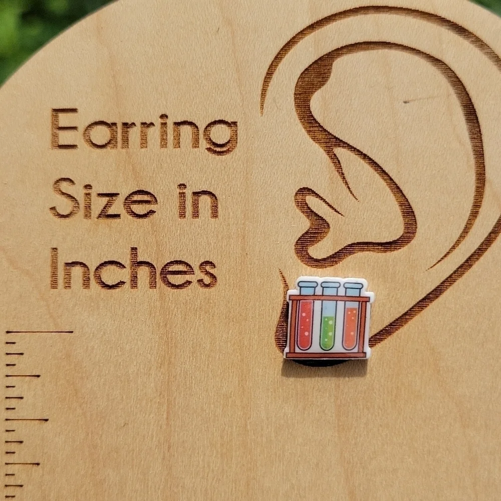 Test Tube Stud Earrings, unisex